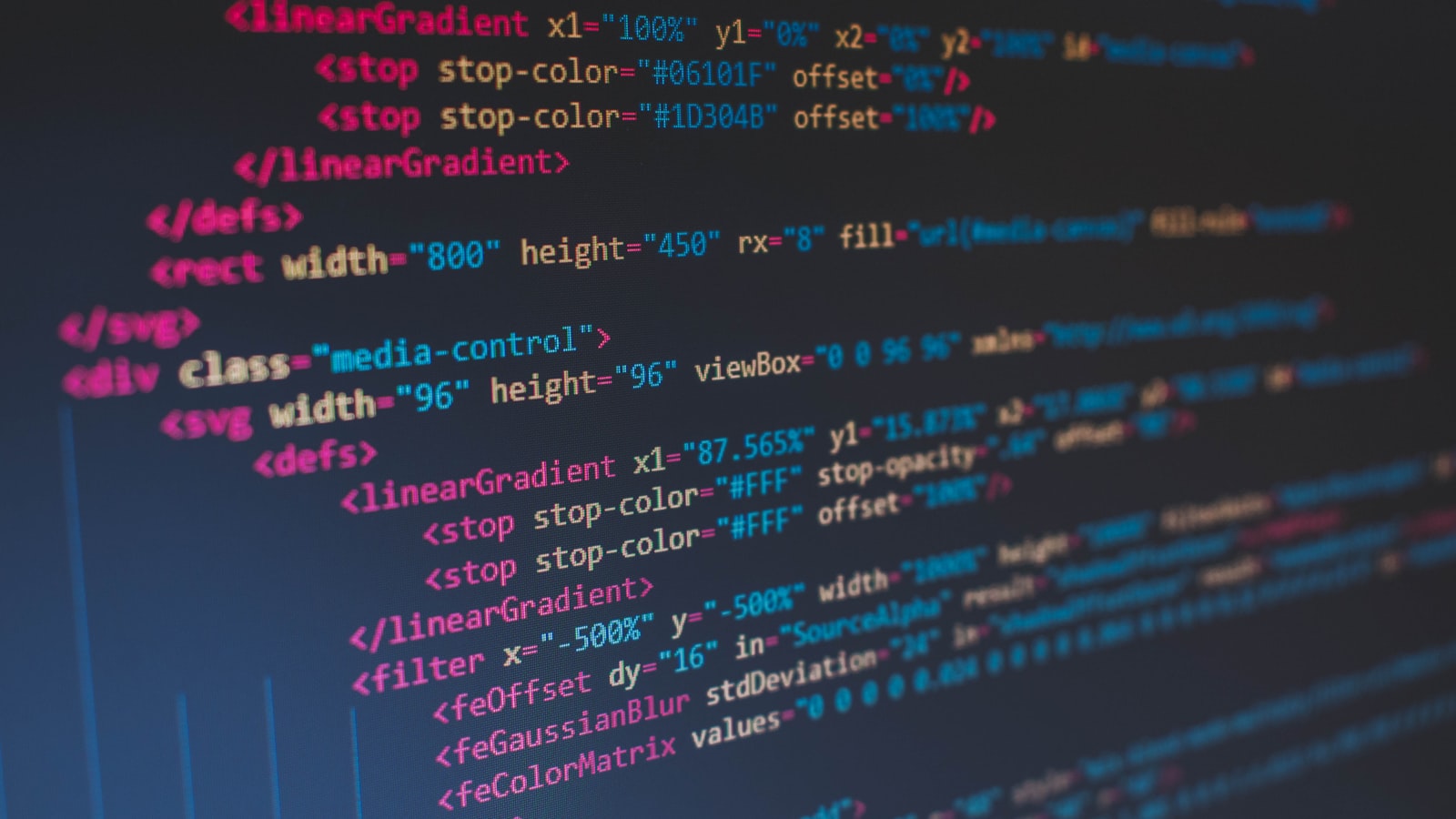 Code on a screen with a dark theme